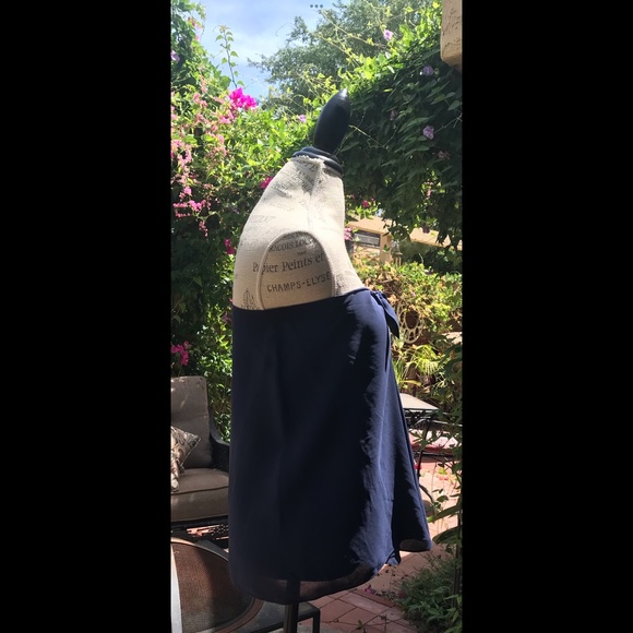 Ralph Lauren 100% Silk Sophisticated Scarf-Like Navy Top Size M - Picture 5 of 9